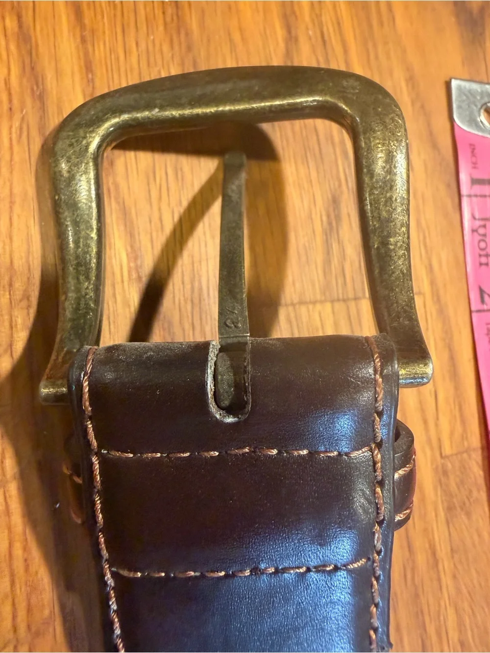 Men's Brown Leather Belt with Brass Buckle (024)